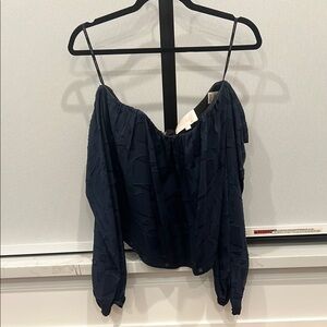 Chic Off-Shoulder Navy Women's Blouse